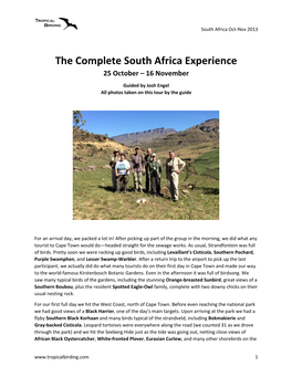 The Complete South Africa Experience 25 October – 16 November