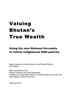 Valuing Bhutan's True Wealth