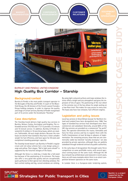 High Quality Bus Corridor – Starship; BURNLEY AND