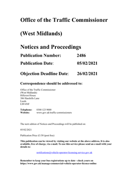 Notices and Proceedings for the West Midlands 2486