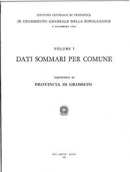 Dati Sommari Per Comune