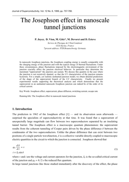 The Josephson Effect in Nanoscale Tunnel Junctions