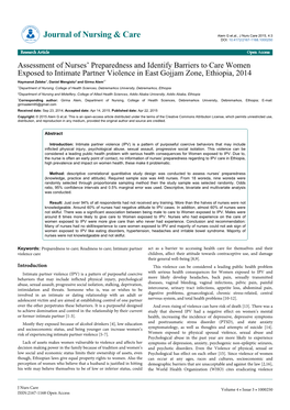 Assessment of Nurses' Preparedness and Identify Barriers to Care