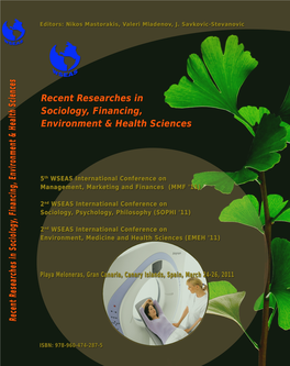 RECENT RESEARCHES in SOCIOLOGY, FINANCING, ENVIRONMENT and HEALTH SCIENCES