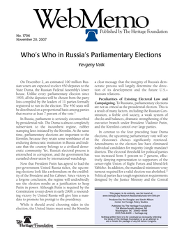 Who's Who in Russia's Parliamentary Elections