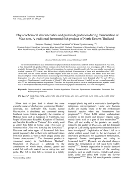 Physicochemical Characteristics and Protein Degradation During Fermentation of Plaa-Som, a Traditional Fermented Fish Product of North-Eastern Thailand