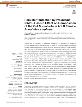 Persistent Infection by Wolbachia Walbb Has No Effect on Composition of the Gut Microbiota in Adult Female Anopheles Stephensi