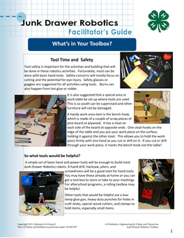 Junk Drawer Robotics Toolbox 1 Junk Drawer Robotics Facilitator’S Guide What’S in Your Toolbox?