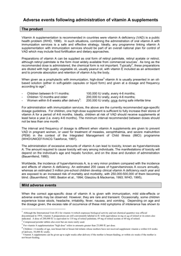 WHO. Adverse Events Following Administration of Vitamin A