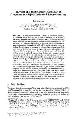 Solving the Inheritance Anomaly in Concurrent Object-Oriented Programming*