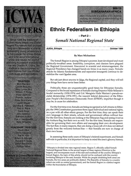 Ethnic Federalism in Ethiopia: Part-2 Somali National Regional State