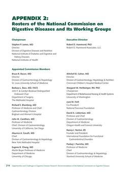 APPENDIX 2: Rosters of the National Commission on Digestive Diseases and Its Working Groups
