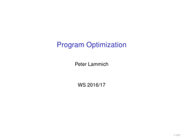 Program Optimization