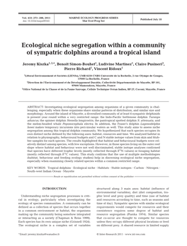 Ecological Niche Segregation Within a Community of Sympatric Dolphins Around a Tropical Island