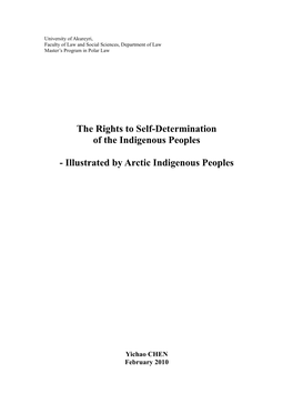 The Rights to Self-Determination of the Indigenous Peoples