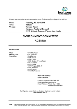 Agenda of Environment Committee