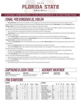 Final: #25 Virginia 31, Fsu 24 Fsu Starters Captains & Coin