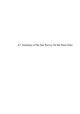 A7. Summary of the Site Survey for the Siren Sites