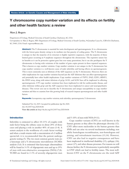 Y Chromosome Copy Number Variation and Its Effects on Fertility and Other Health Factors: a Review