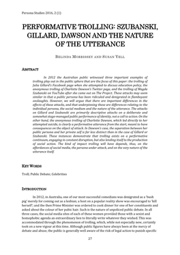 Performative Trolling: Szubanski, Gillard, Dawson and the Nature of the Utterance