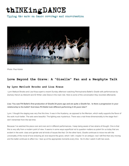 A "Giselle" Fan and a Neophyte Talk by Lynn Matluck Brooks and Lisa Kraus