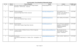 List of Secondary Tie-Up Hospitals in Maharashtra Region Sr