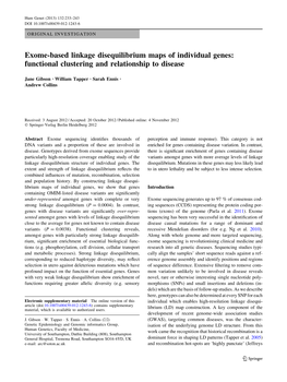 Exome-Based Linkage Disequilibrium Maps of Individual Genes: Functional Clustering and Relationship to Disease