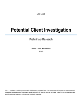 Potential Client Investigation