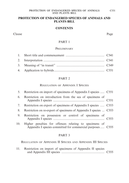 Protection of Endangered Species of Animals and Plants Bill