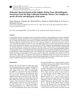 Molecular Characterization of the Tadpole Shrimp Triops