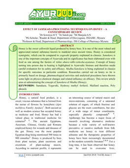 (Processing Techniques) on Honey – a Contemporary Review