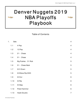 Denver Nuggets 2019 NBA Playoffs Playbook Pg