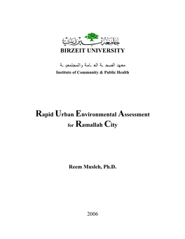 BIRZEIT UNIVERSITY Rapid Urban Environmental Assessment For