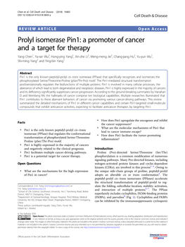 Prolyl Isomerase Pin1: a Promoter of Cancer and a Target for Therapy