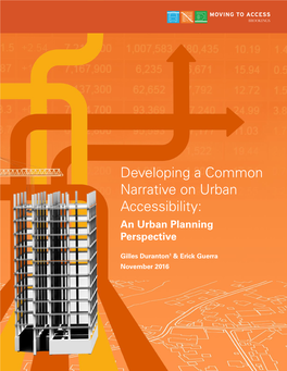 Developing a Common Narrative on Urban Accessibility: an Urban Planning Perspective