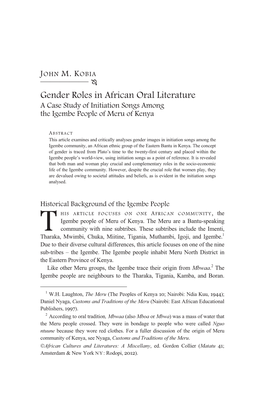 ————— Gender Roles in African Oral Literature