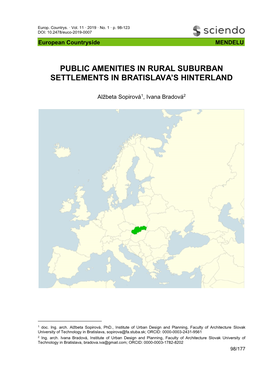 Public Amenities in Rural Suburban Settlements in Bratislava's Hinterland