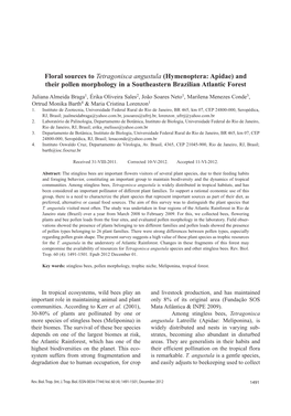 And Their Pollen Morphology in a Southeastern Brazilian Atlantic Forest