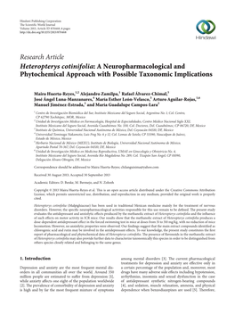 Heteropterys Cotinifolia: a Neuropharmacological and Phytochemical Approach with Possible Taxonomic Implications