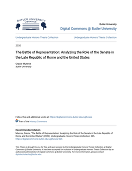 Analyzing the Role of the Senate in the Late Republic of Rome and the United States