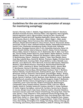 Guidelines for the Use and Interpretation of Assays for Monitoring Autophagy