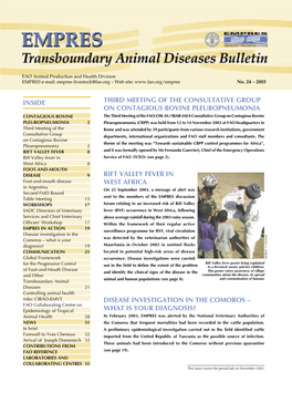 EMPRES Transboundary Animal Diseases Bulletin: Issue No. 24