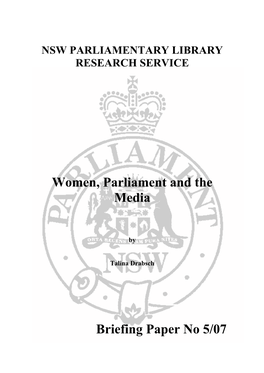 Women, Parliament and the Media Briefing Paper No 5/07