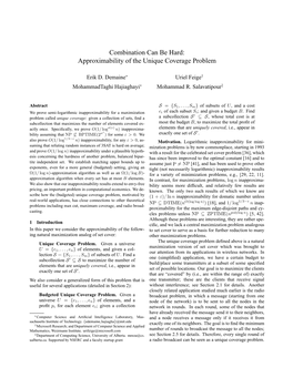 Approximability of the Unique Coverage Problem