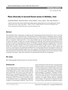 Flora Diversity in Burned Forest Areas in Dehdez, Iran