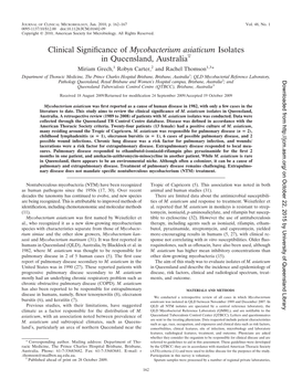 Clinical Significance of Mycobacterium