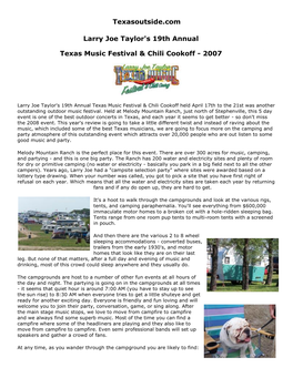 Texasoutside.Com Texas Music Festival Review