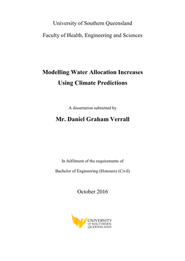 Modelling Water Allocation Increases Using Climate Predictions