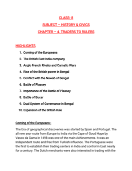 Class-8 Subject–History&Civics Chapter–4