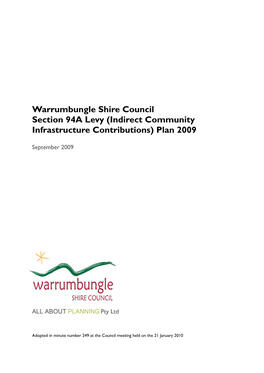 Warrumbungle Shire Council Section 94A Levy (Indirect Community Infrastructure Contributions) Plan 2009